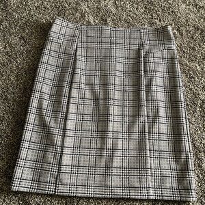 Michael Kors Black & White Plaid Pencil Skirt